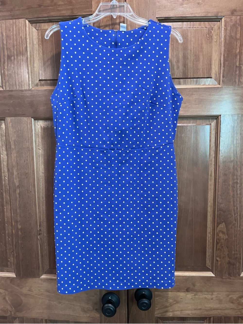 Old Navy Women's Blue & White Polka Dot Sleeveless Midi Sheath Dress, Size Large